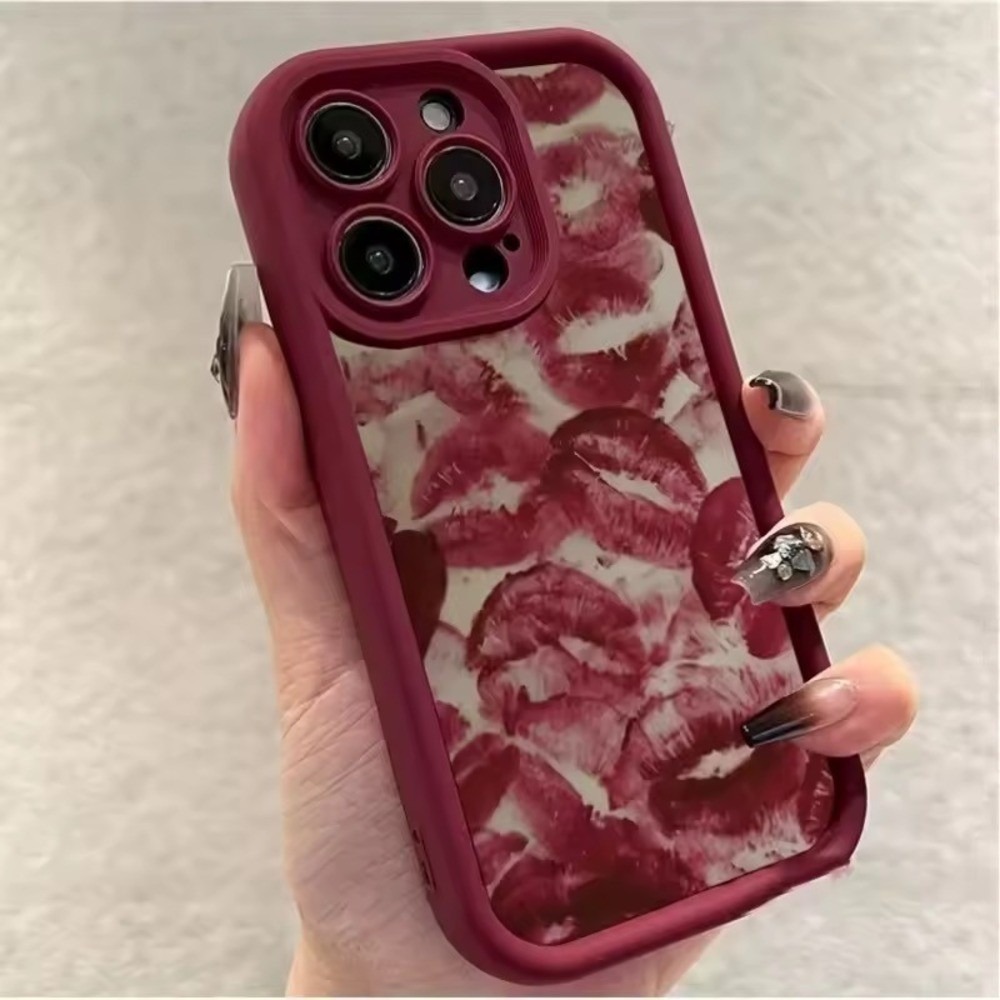 iPhone 16 Pro Max Case, Kiss Lips Print, Protective Phone Cover Accessory